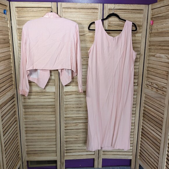 VINTAGE Dawn Joy 2 Elegant Pink Dress and Jacket Set Size 20 - Picture 11 of 15